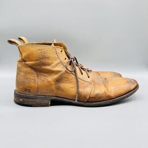 Bed Stu Boots Mens 13 Brown Vegetable Tanned Leather Lace Up Ankle Round Toe